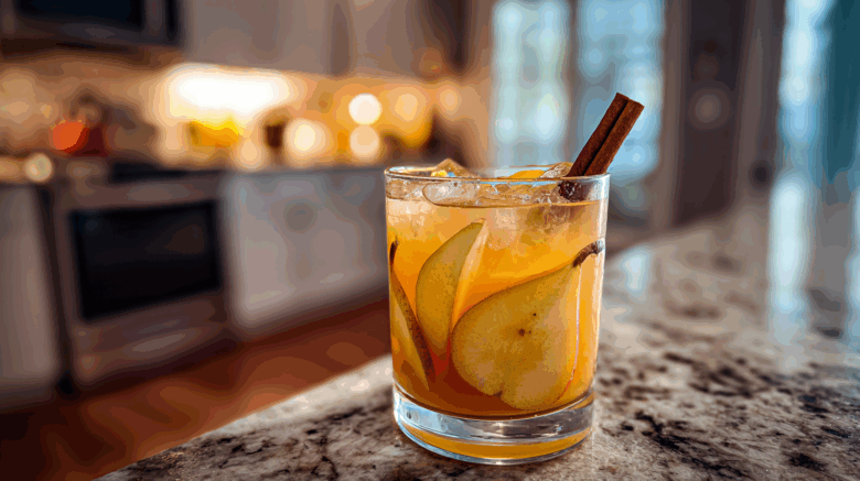 Spiced Pear Kombucha Cocktail